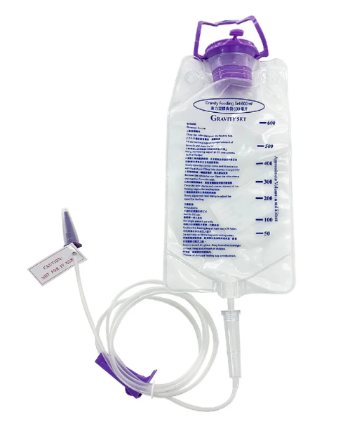Gravity Feeding Set with Connection Tube 600ml Bag 